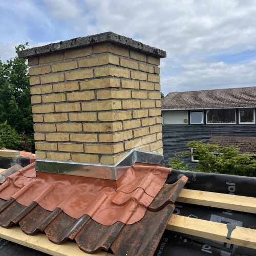 Zink inddækning ved skorsten